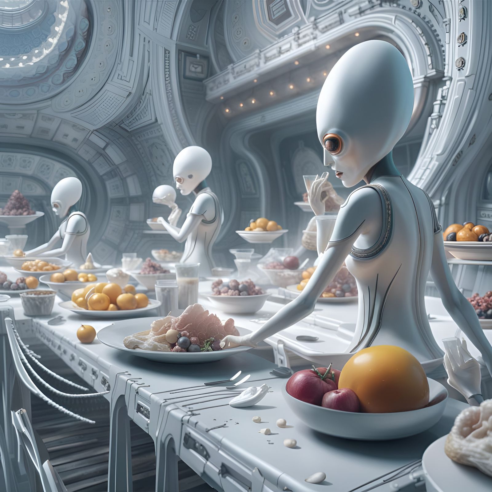 Bizarre Alien Feast: Detailed 8K Octane Render