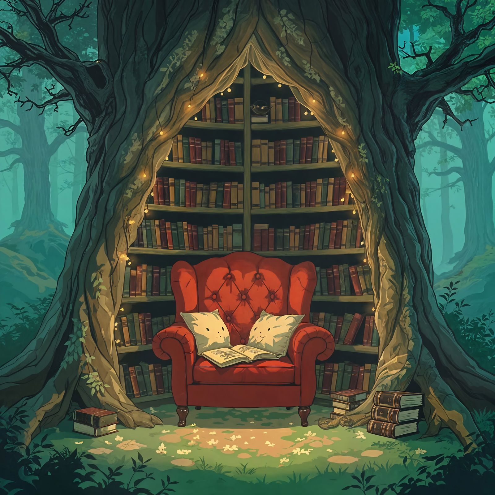 Enchanted Reading Nook in Giant Tree