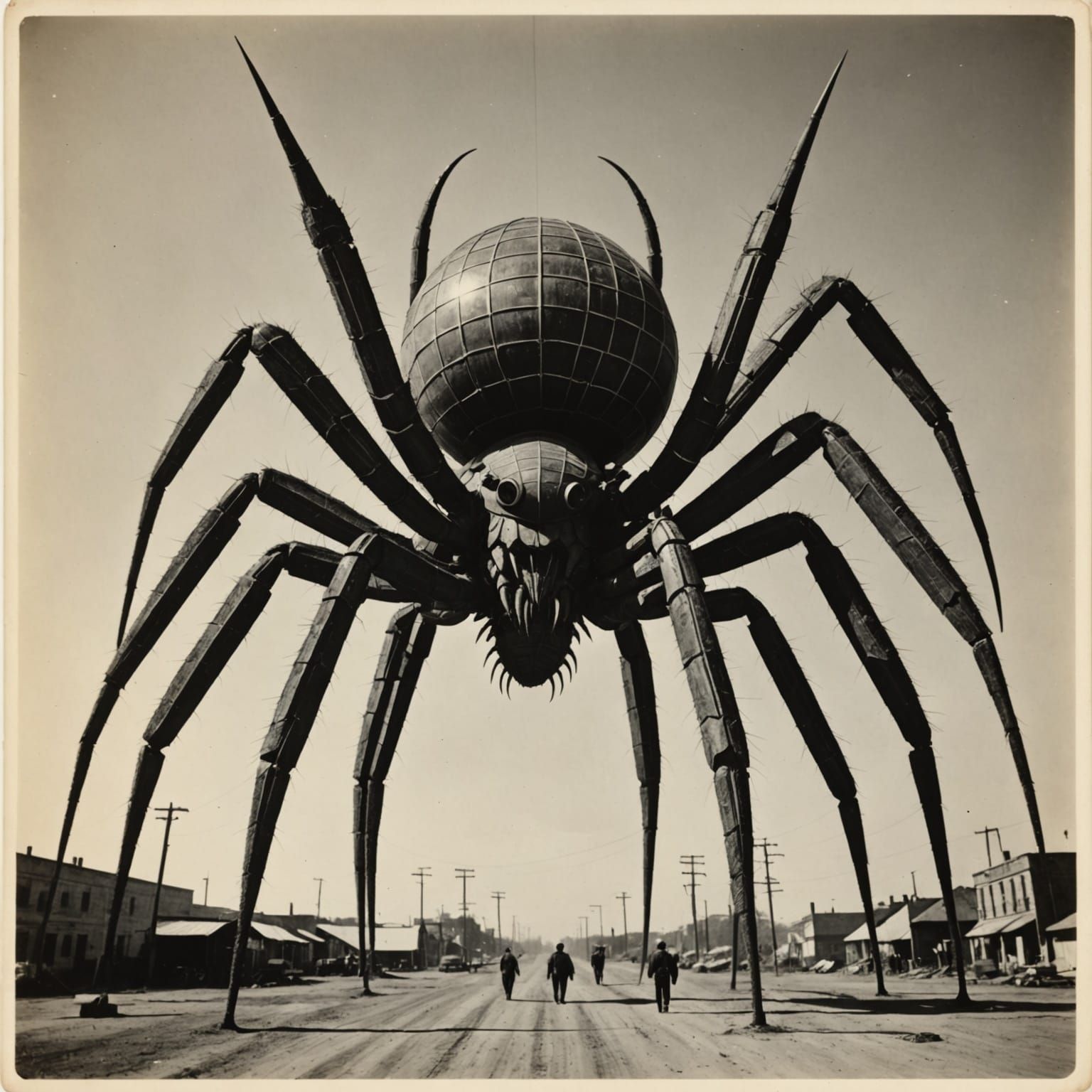 Spider Rocket Ship in Grainy Old Photo Style