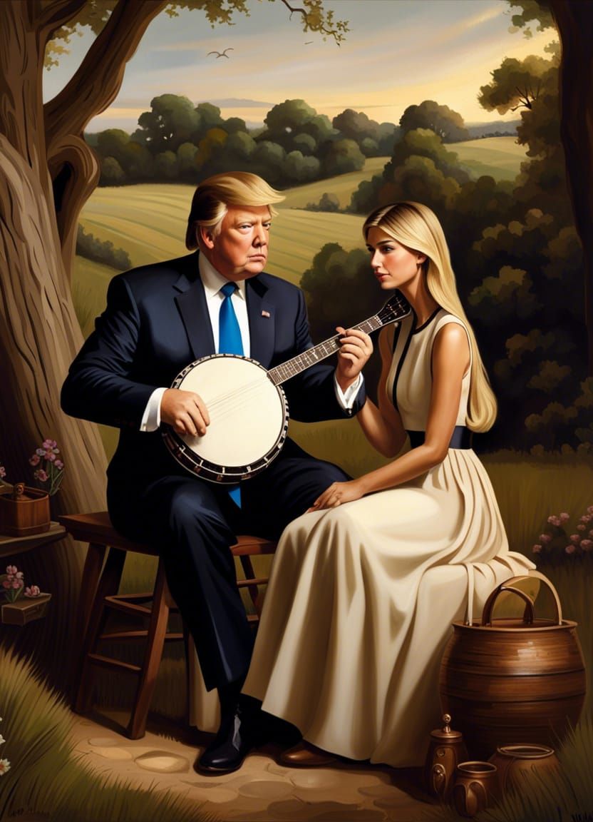 Donald Trump and Ivanka Play Banjo: Waterhouse Style