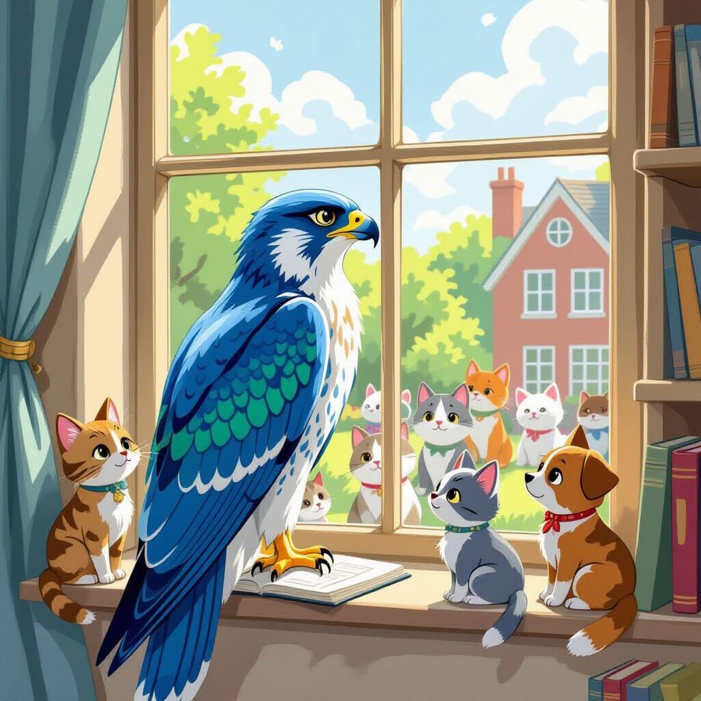 Falcon Visits School of Cats and Dogs