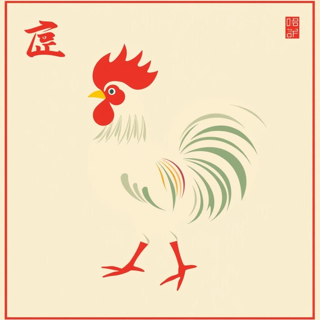 Rooster's Morning Glory in Chinese Celestial Style