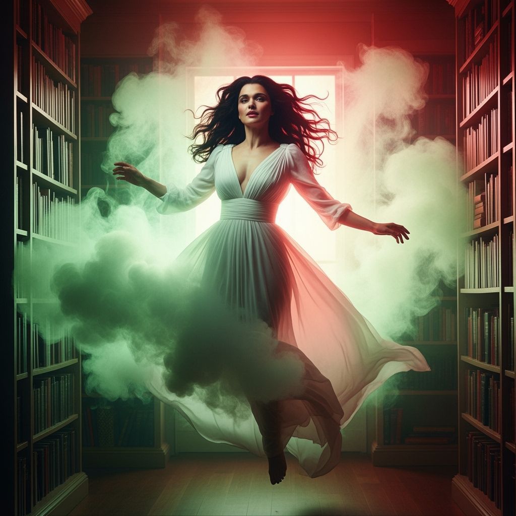 Rachel Weisz Floats in Ethereal Library, Digital Art
