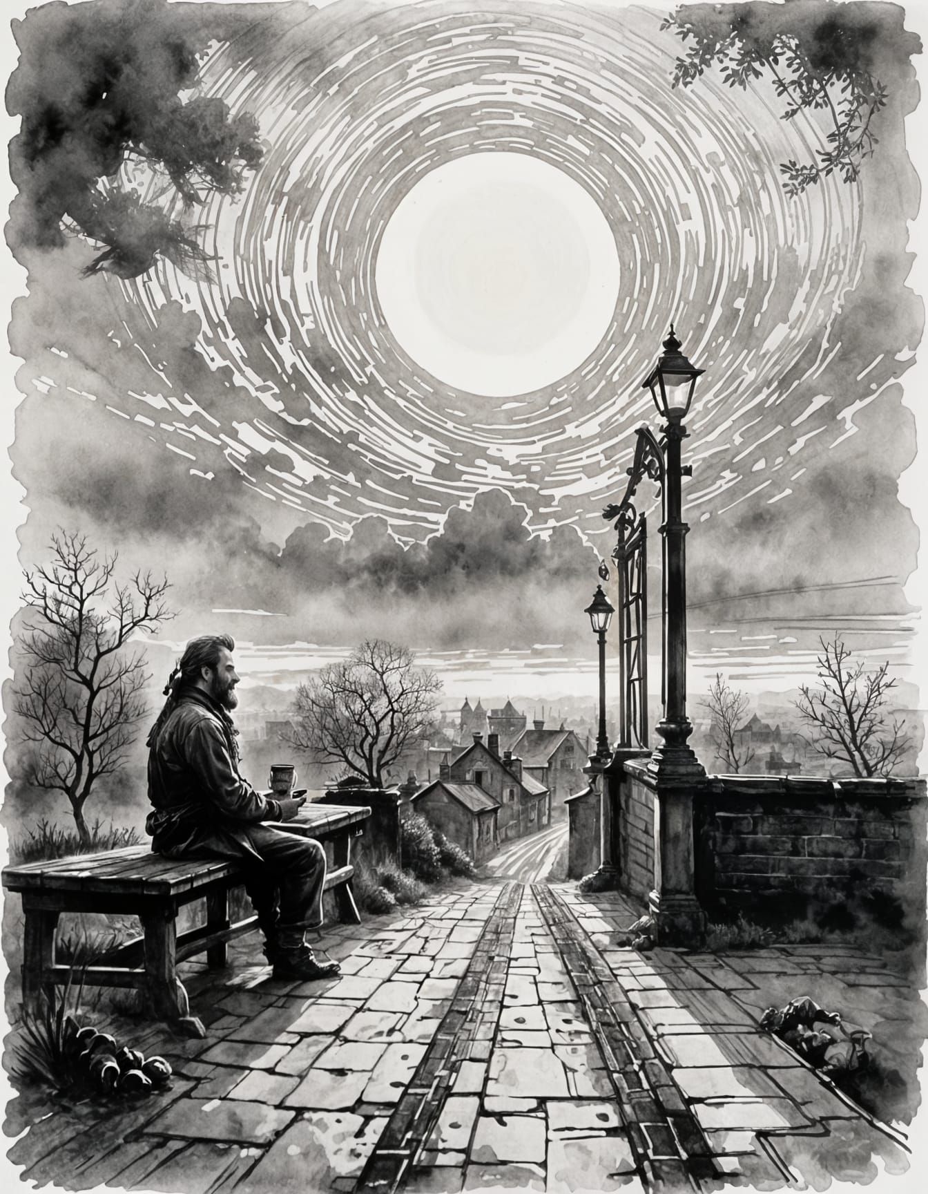 A Bearded Man Contemplates in Moody Monochrome