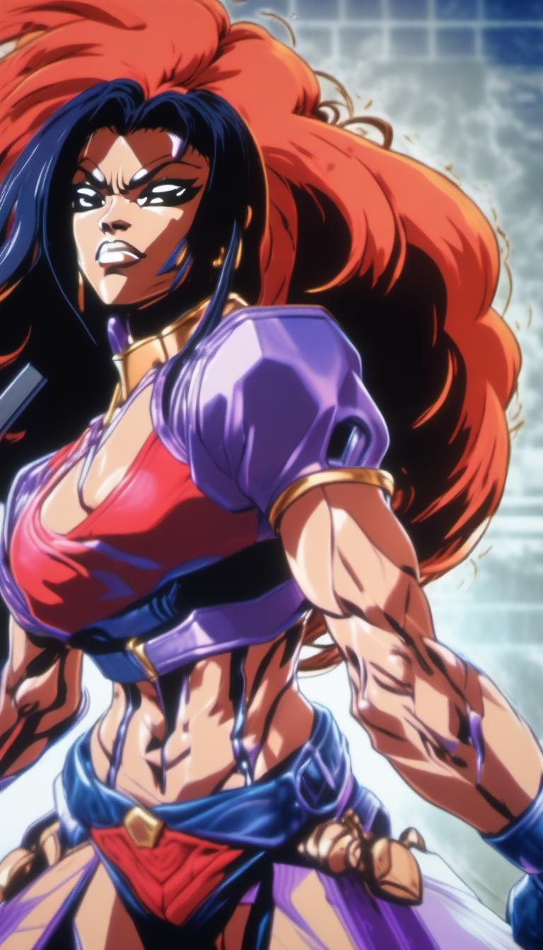 Latoya Jackson as 90s Anime Fighter, Cel Shading