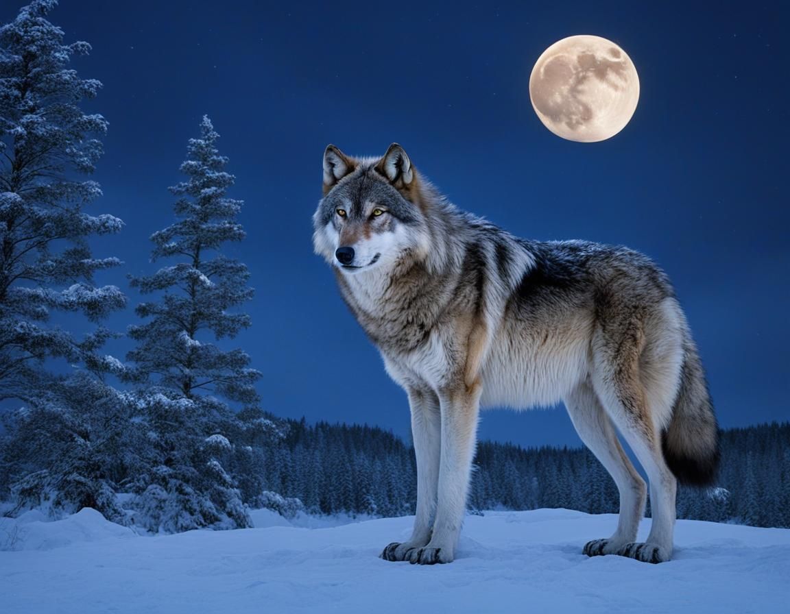 Mystical Amarok Wolf of Moonlight Legend