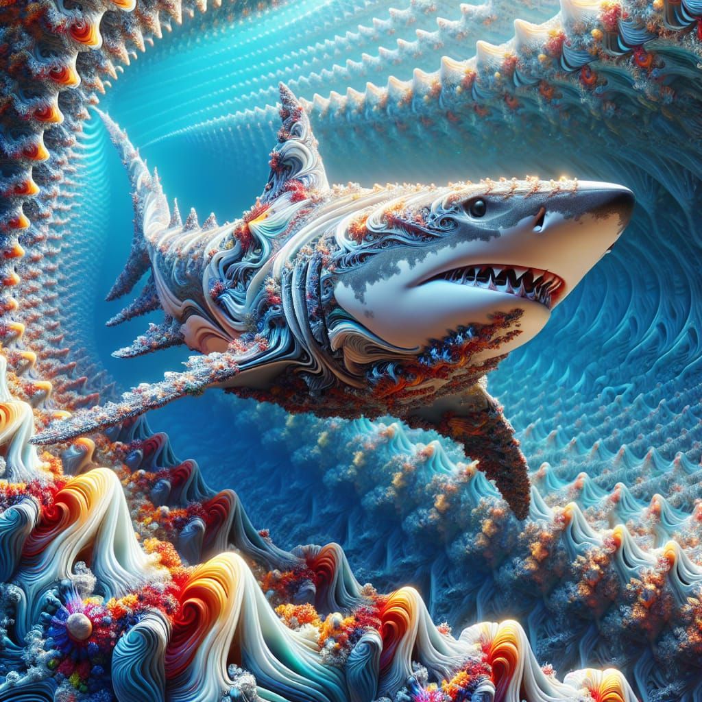 Surreal Shark Transforms into Vibrant Fractal Fantasy in 8K ...
