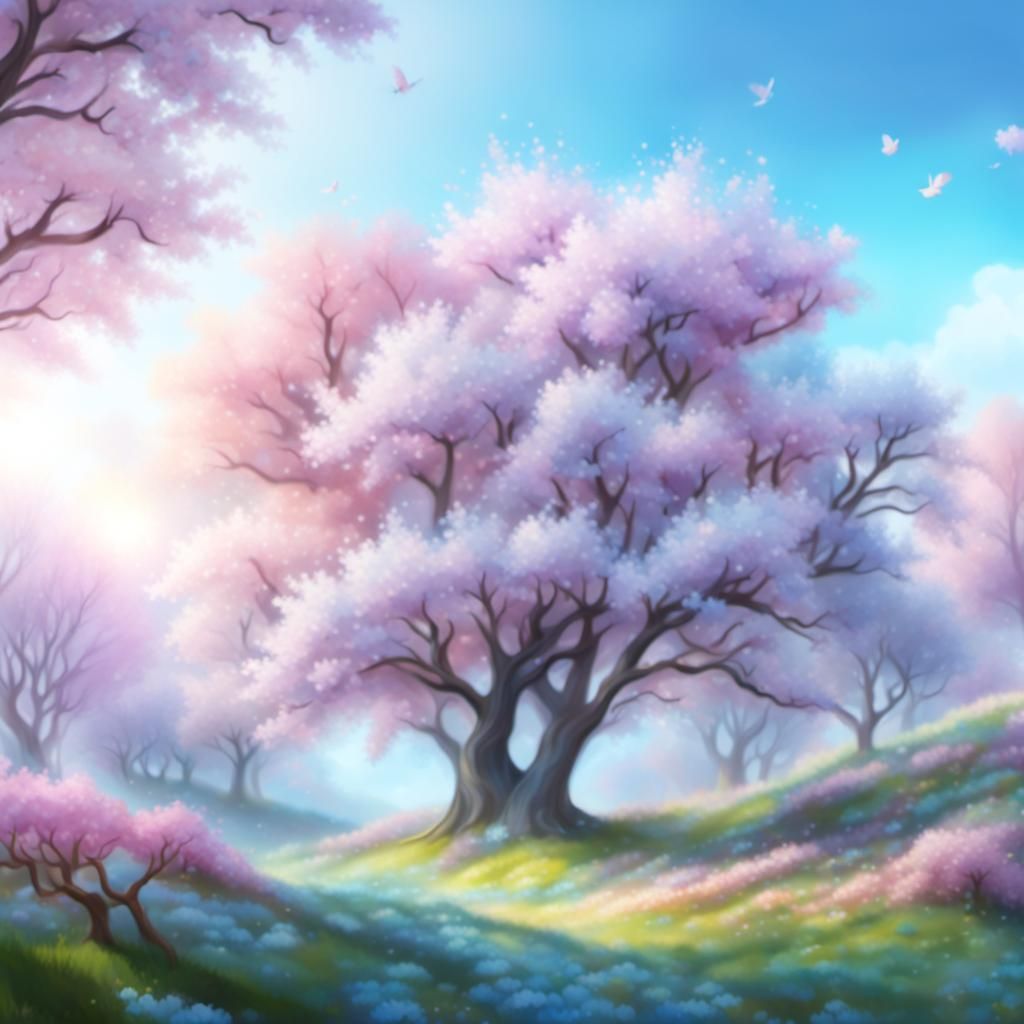 Dreamcore Spring Landscape in Pastel Colors