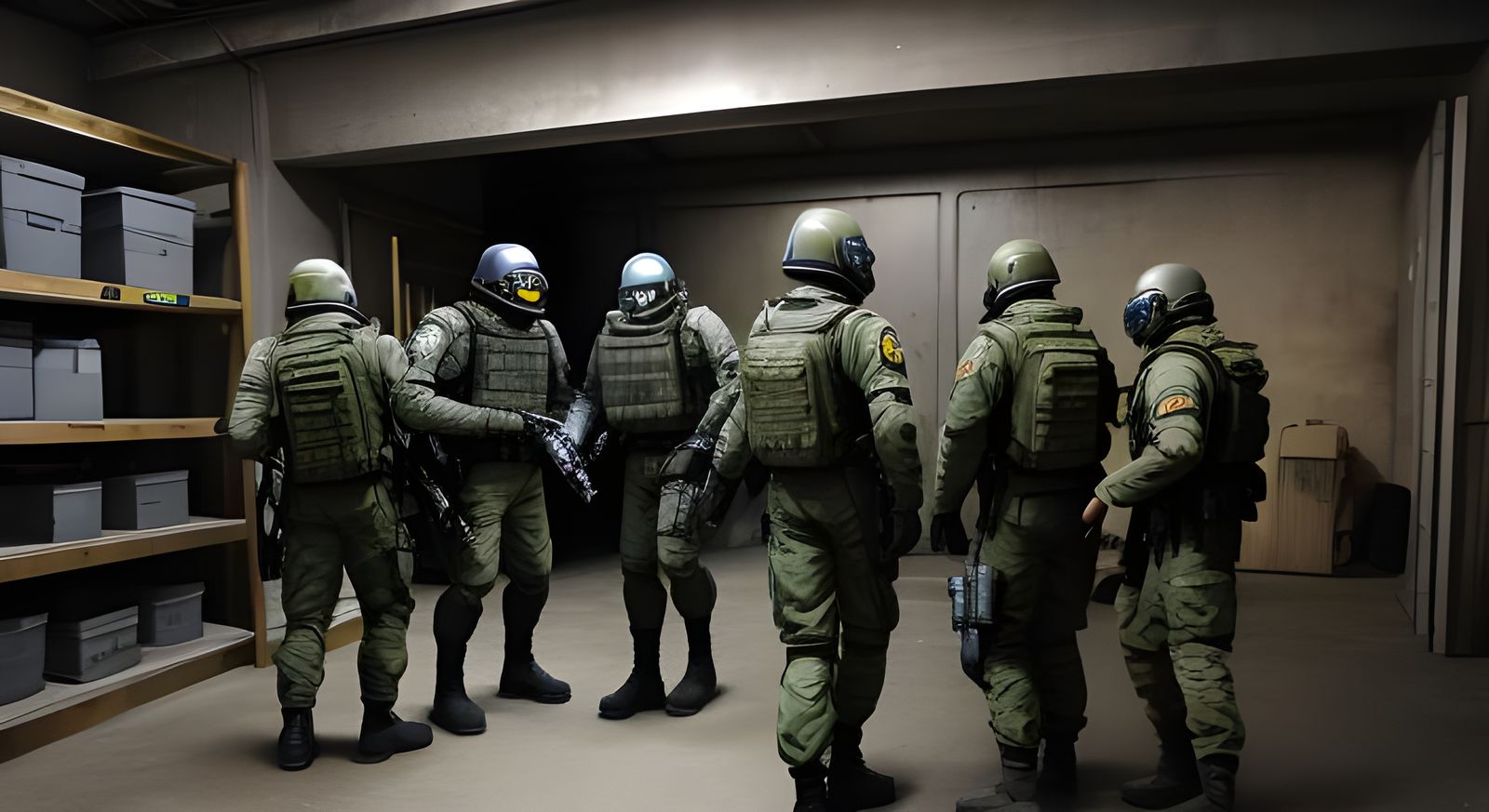 Armored Special Forces Explore the Backrooms