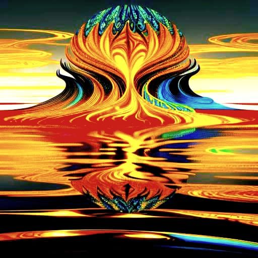 Vibrant Fractal Art with Metallic Sheens