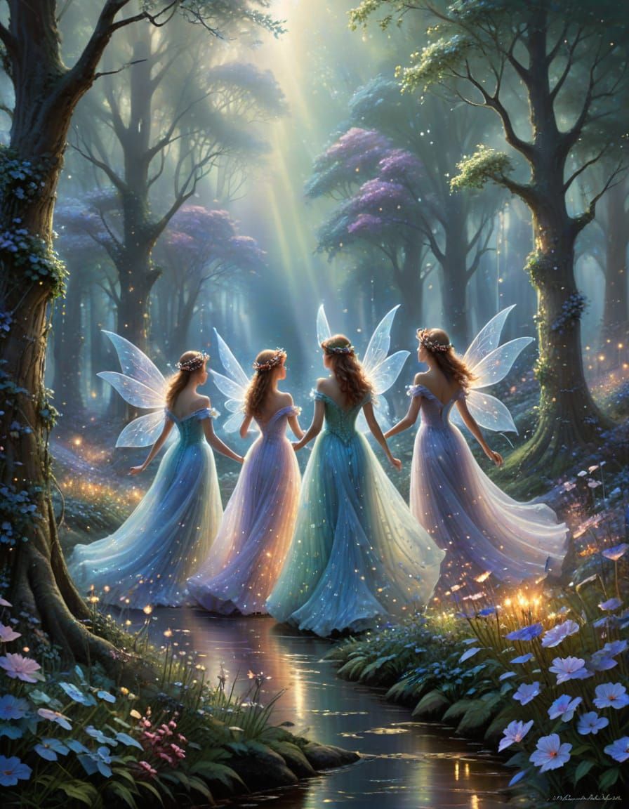 Ethereal Fairies in Magical Forest