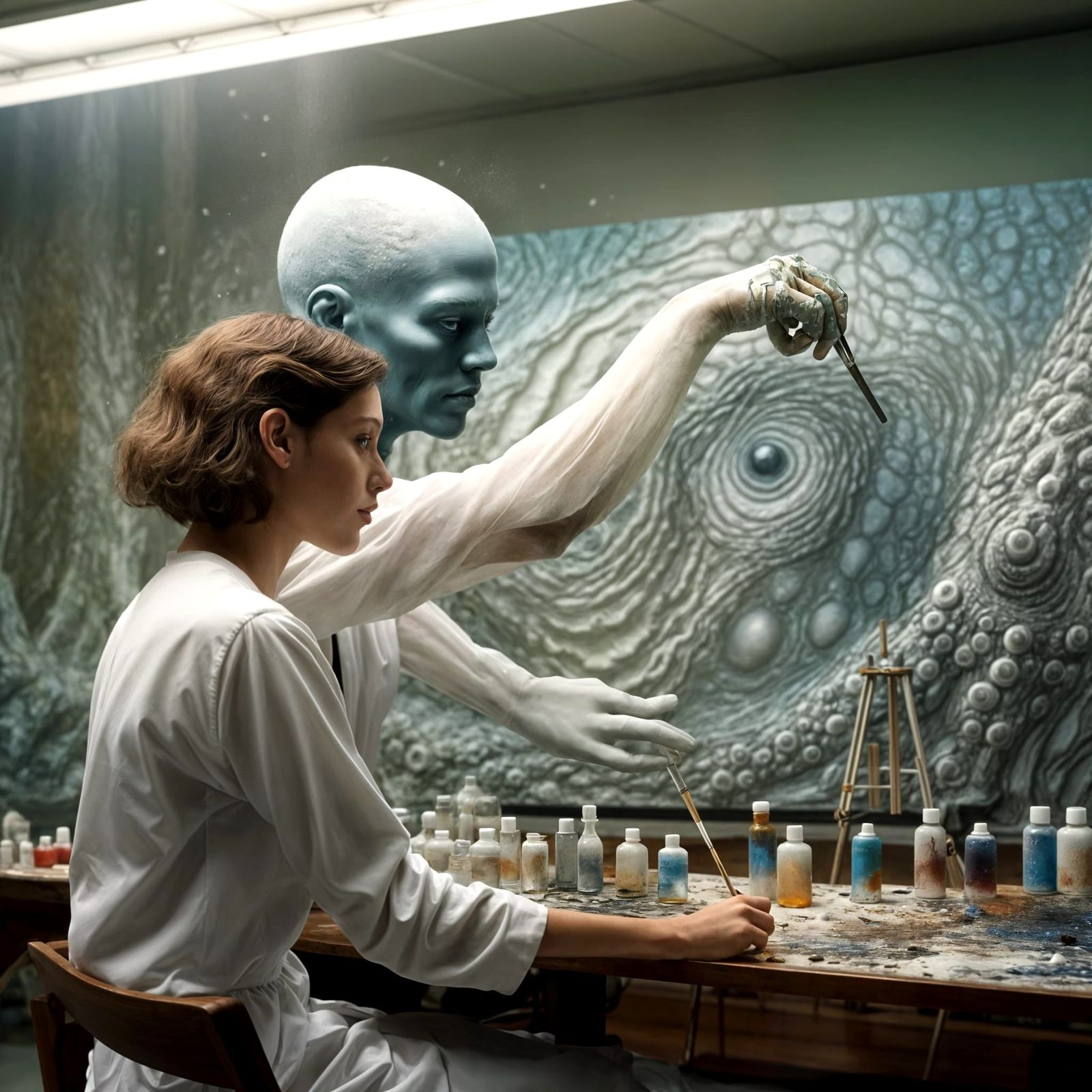 Surreal Portraits in White Laboratory by Max Ernst