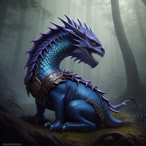 Girl with Baby Dragon: Fantasy Digital Painting