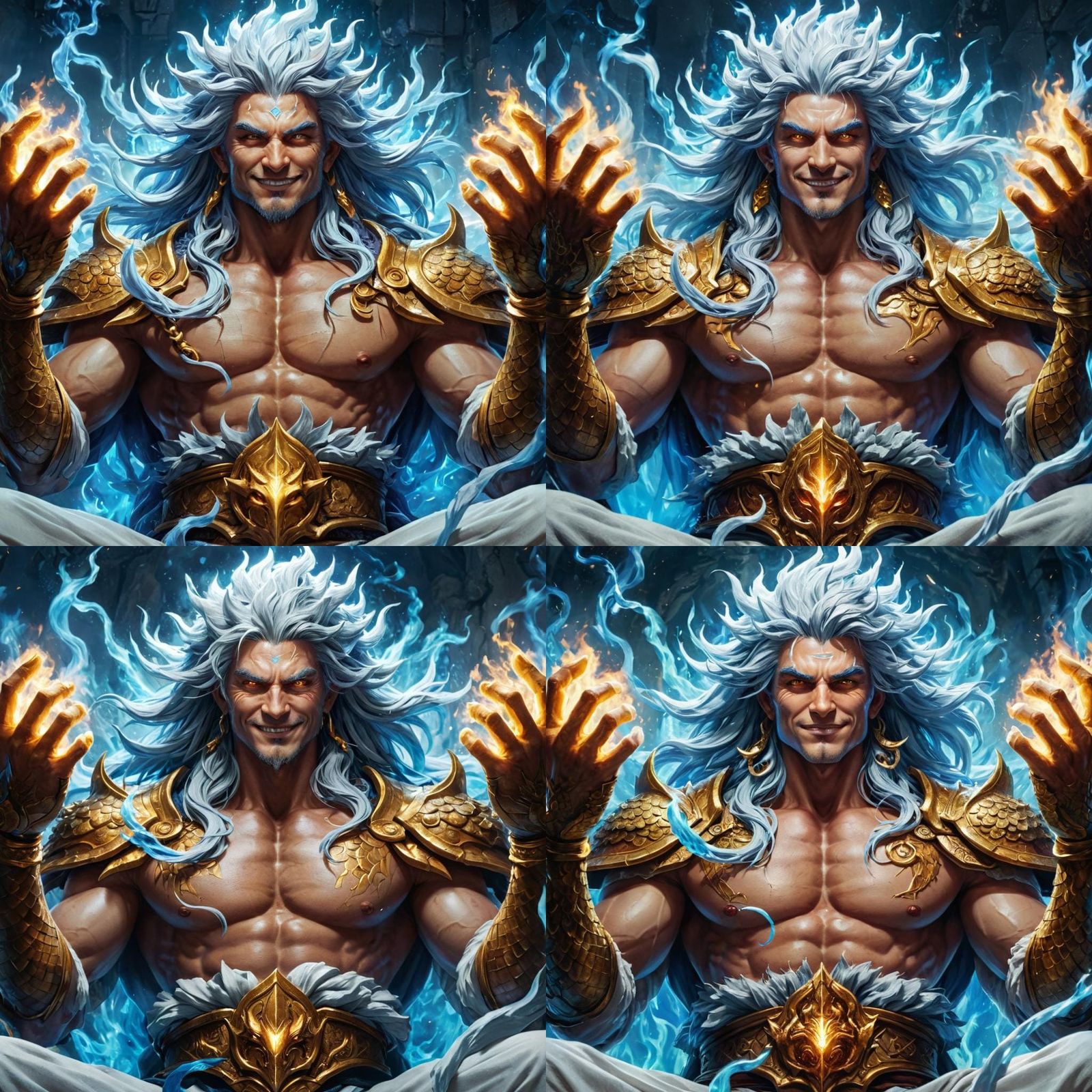 Dragon King God on Throne in 3D Anime Style