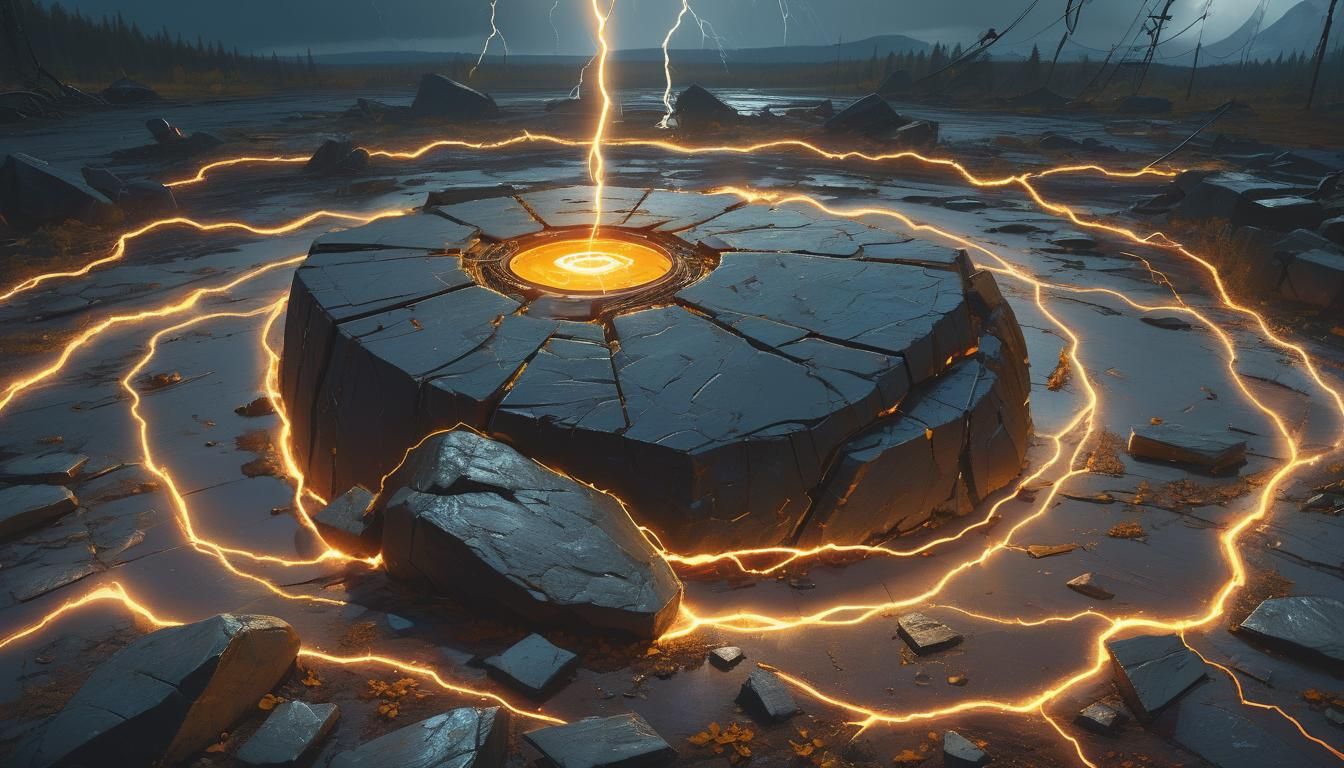 Electrified Amber Stone: Fantasy Concept Art