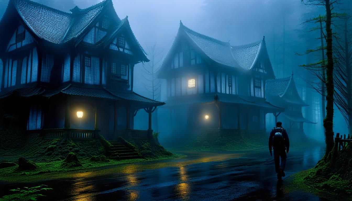 Haunted Forest Road in Gothic Horror Style