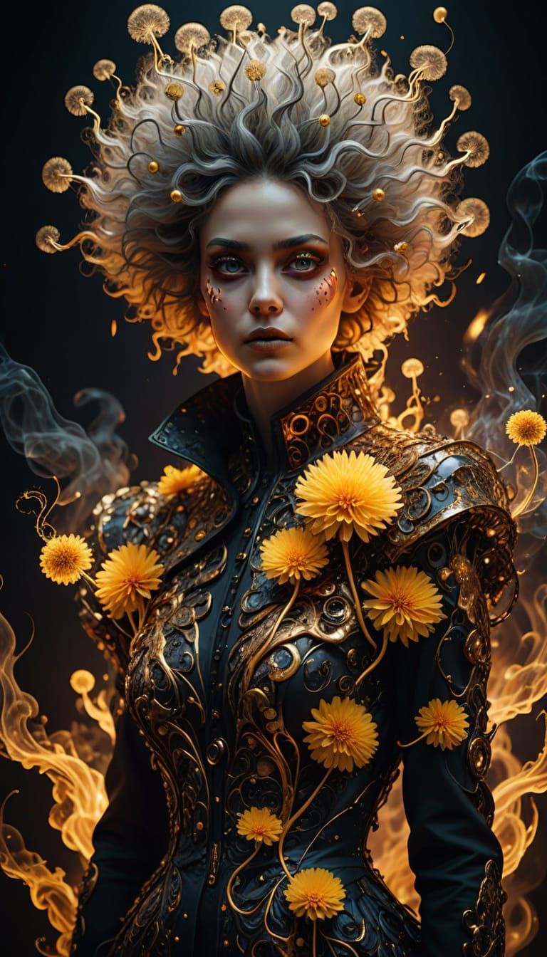 Whimsical Biomorph in Fiery Fractal Dance