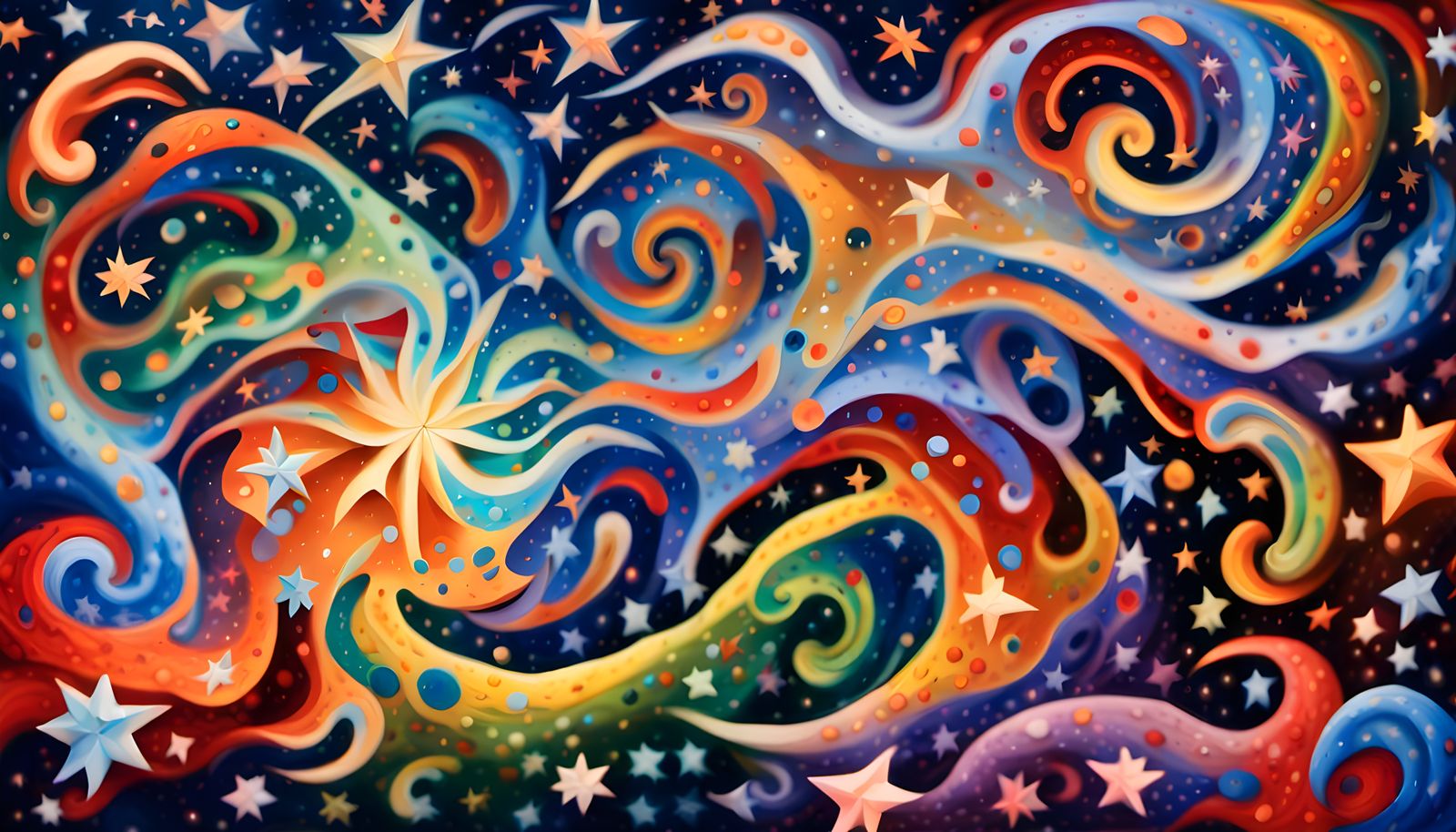 Iridescent Star Cluster Painting in Aboriginal Style