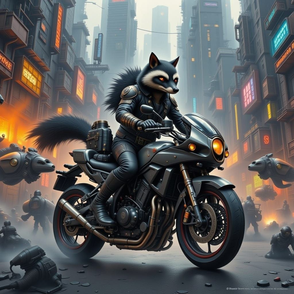 Steampunk Skunk Mercenary on Battle Cycle