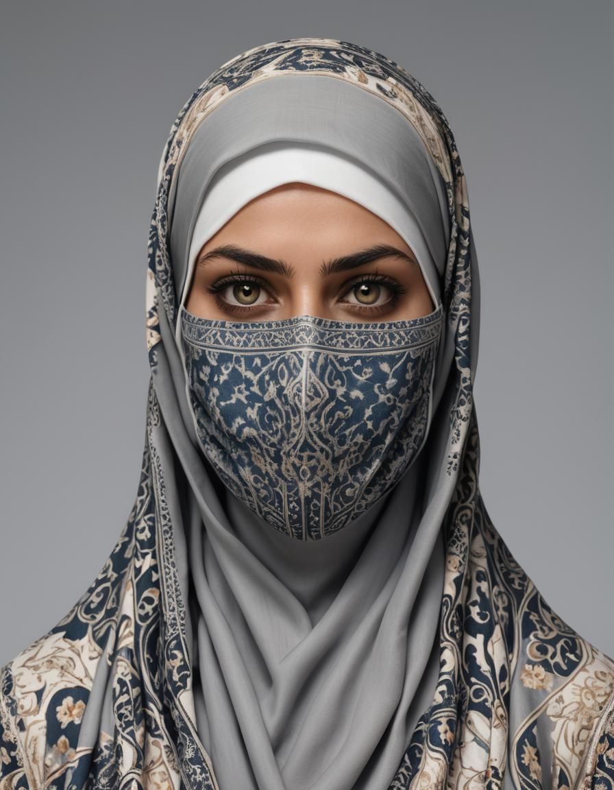 Hyperrealistic Portrait of a Young Woman in Niqab