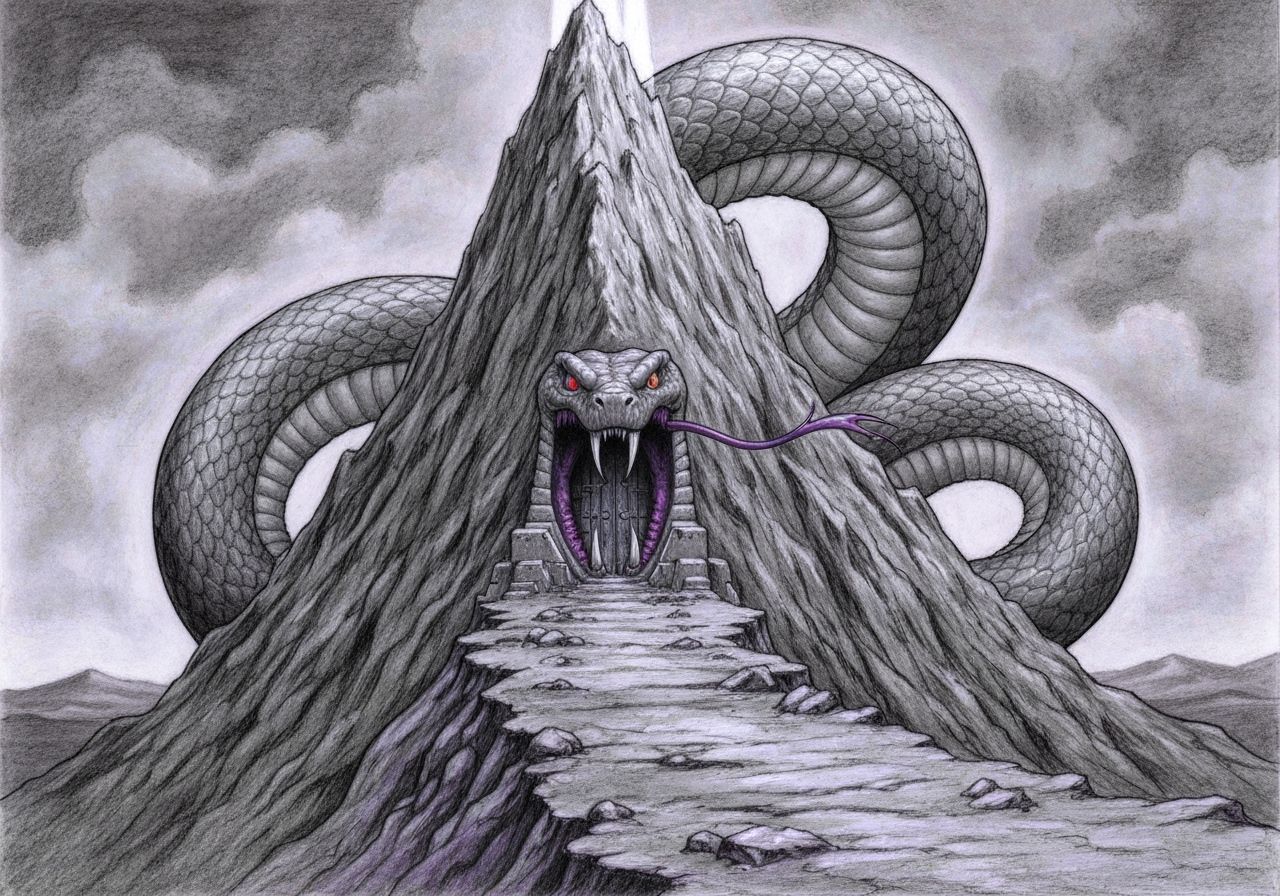Skeletor's Snake Mountain Hideout in Charcoal Style