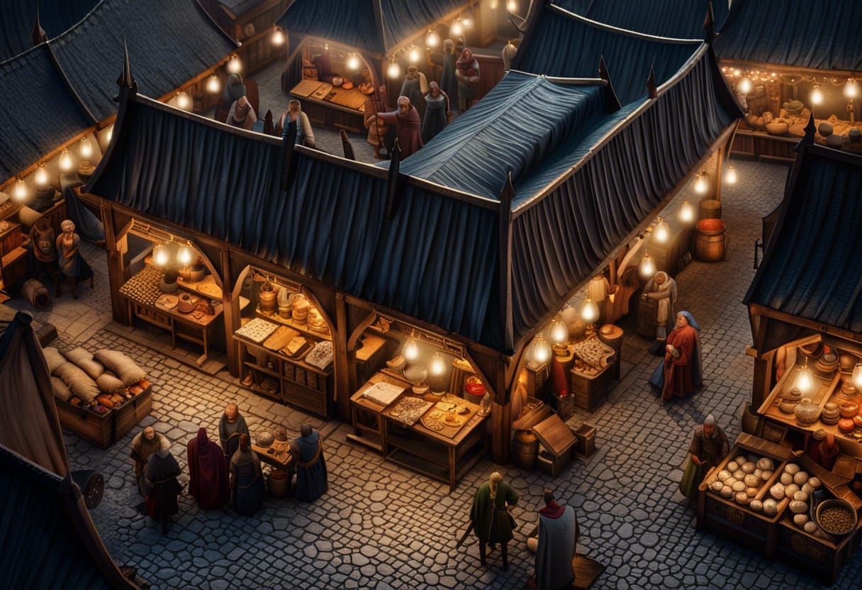 Viking Market at Night: Gothic Graffiti Art