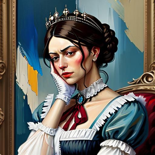 Victorian Queen Facepalm as Impasto Palette Knife Painting