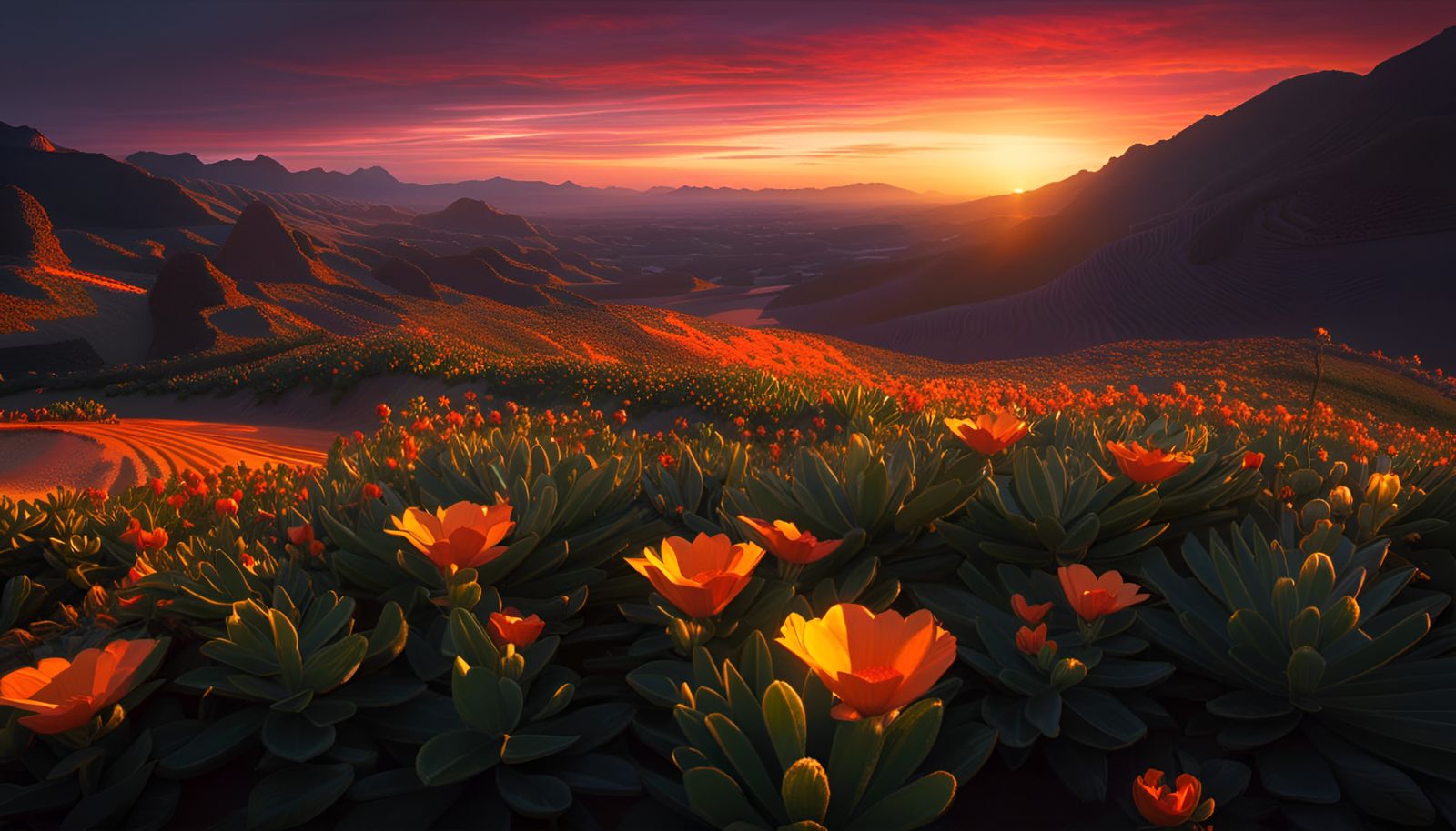 Sinister Desert Oasis at Twilight: Dark Fantasy Art