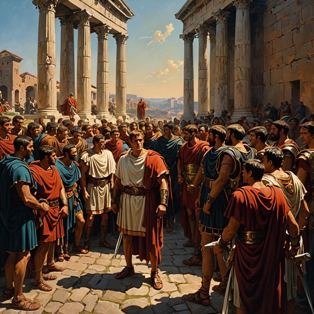 Brutus' Speech After Caesar, Oil Painting