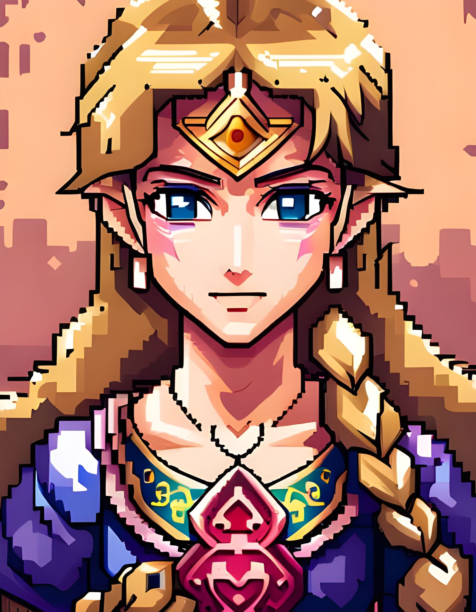 Adorable Pixel Art Portrait of Princess Zelda