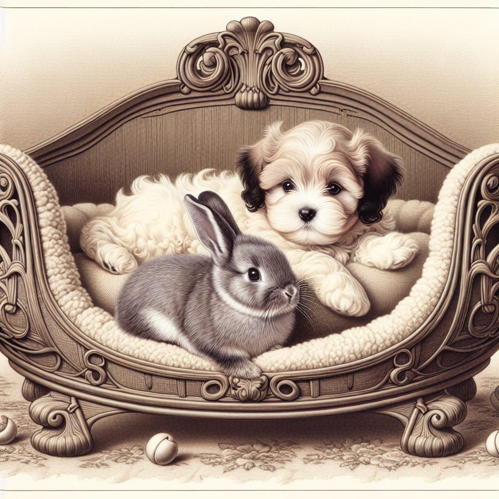 Peaceful Friendship in Art Nouveau Style