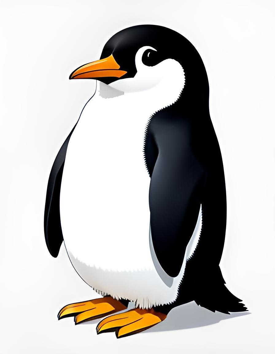 One continuous outline art of a penguin, minimalist, line ar...