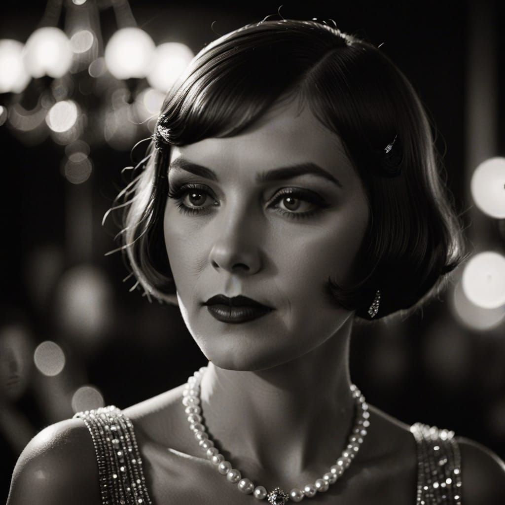 Glamorous Flapper Portrait in Silver Gelatin Style