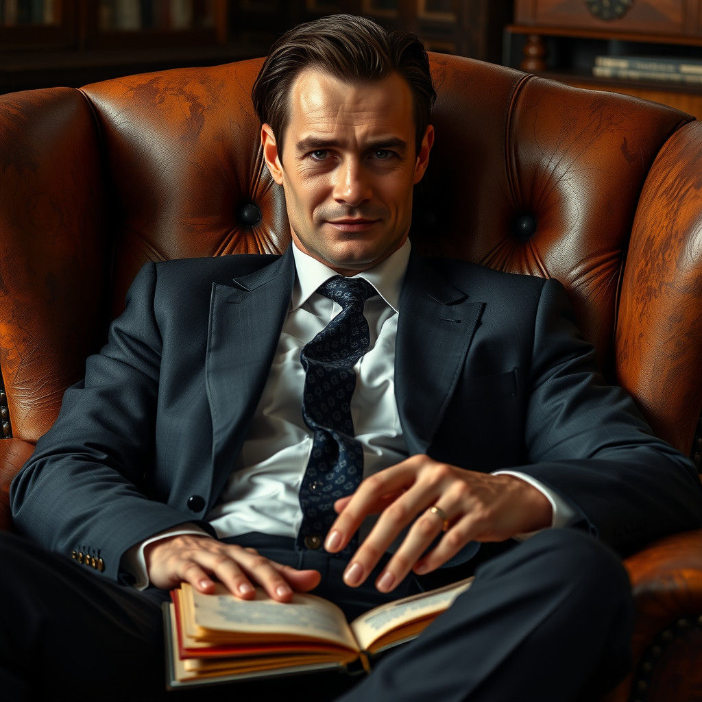 German Man in Armchair: Portrait in Chiaroscuro Style