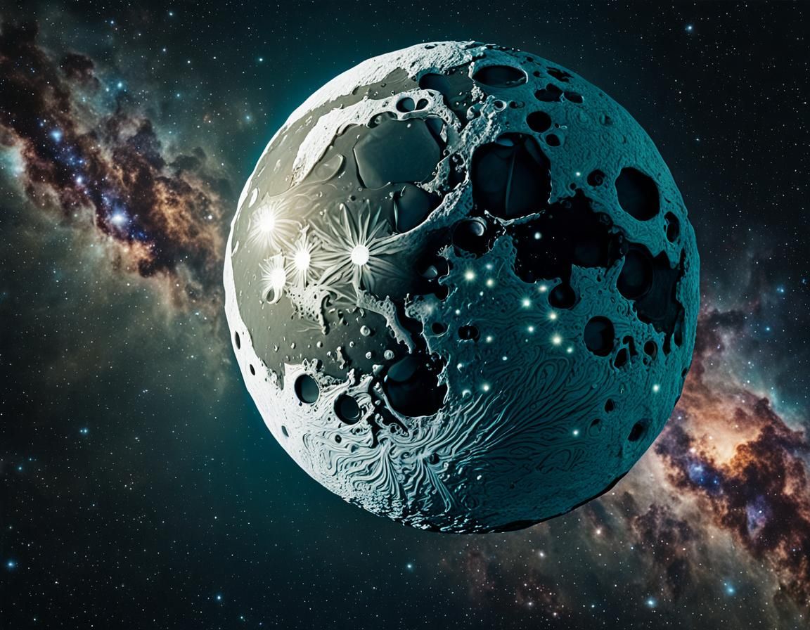Swiss Cheese Moon in Cosmic Wonderland