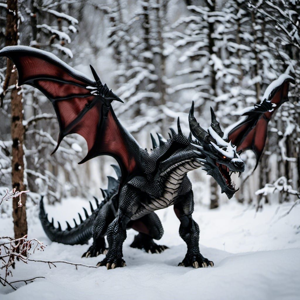 Winged Dragon in Raw Photo Style