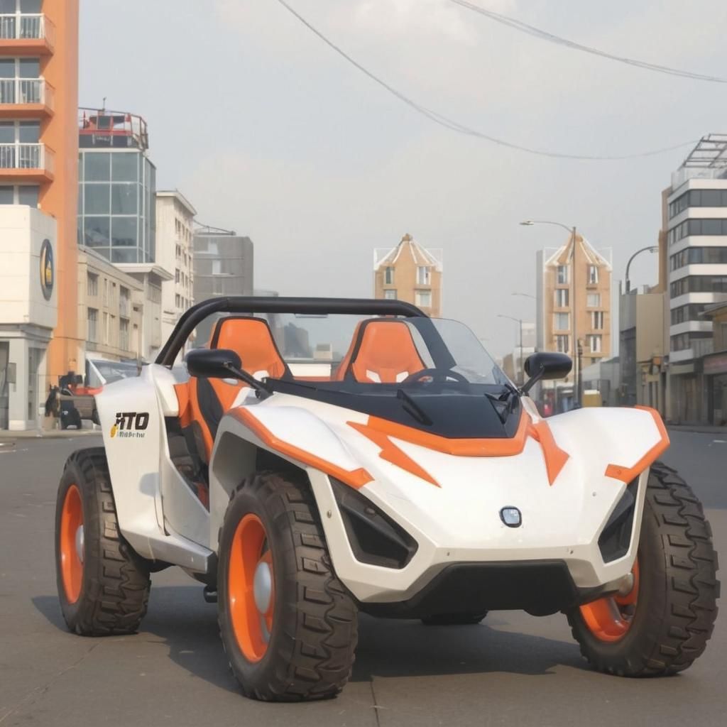 Gleaming Retro-Futuristic Buggy on City Streets