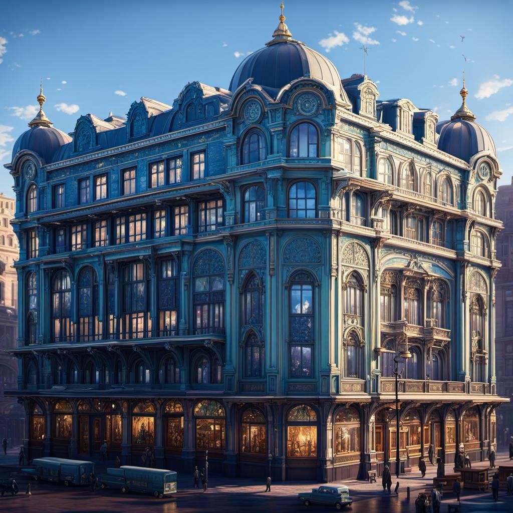 Art Deco Architecture with Dynamic Lighting