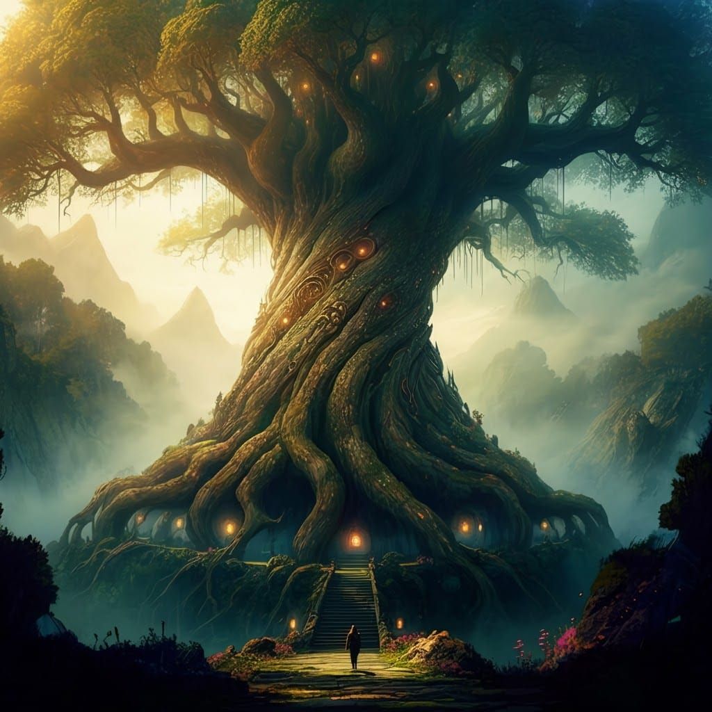 Majestic Yggdrasil in Mystical Forest