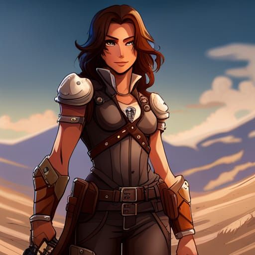 Cyberpunk Cowgirl Bounty Hunter With Dual Pistols