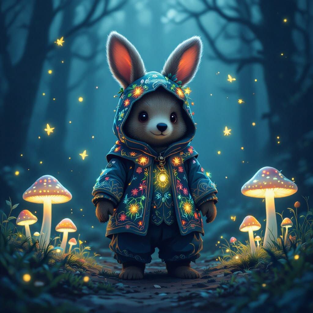 Luminescent Forest Creature in Ethereal Lighting