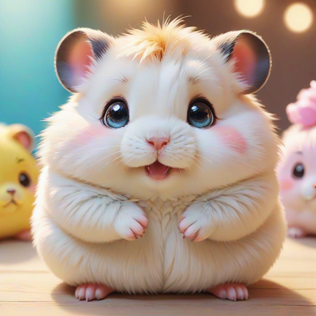 Kawaii Anime Hamster with Big Eyes and Fluffy Fur