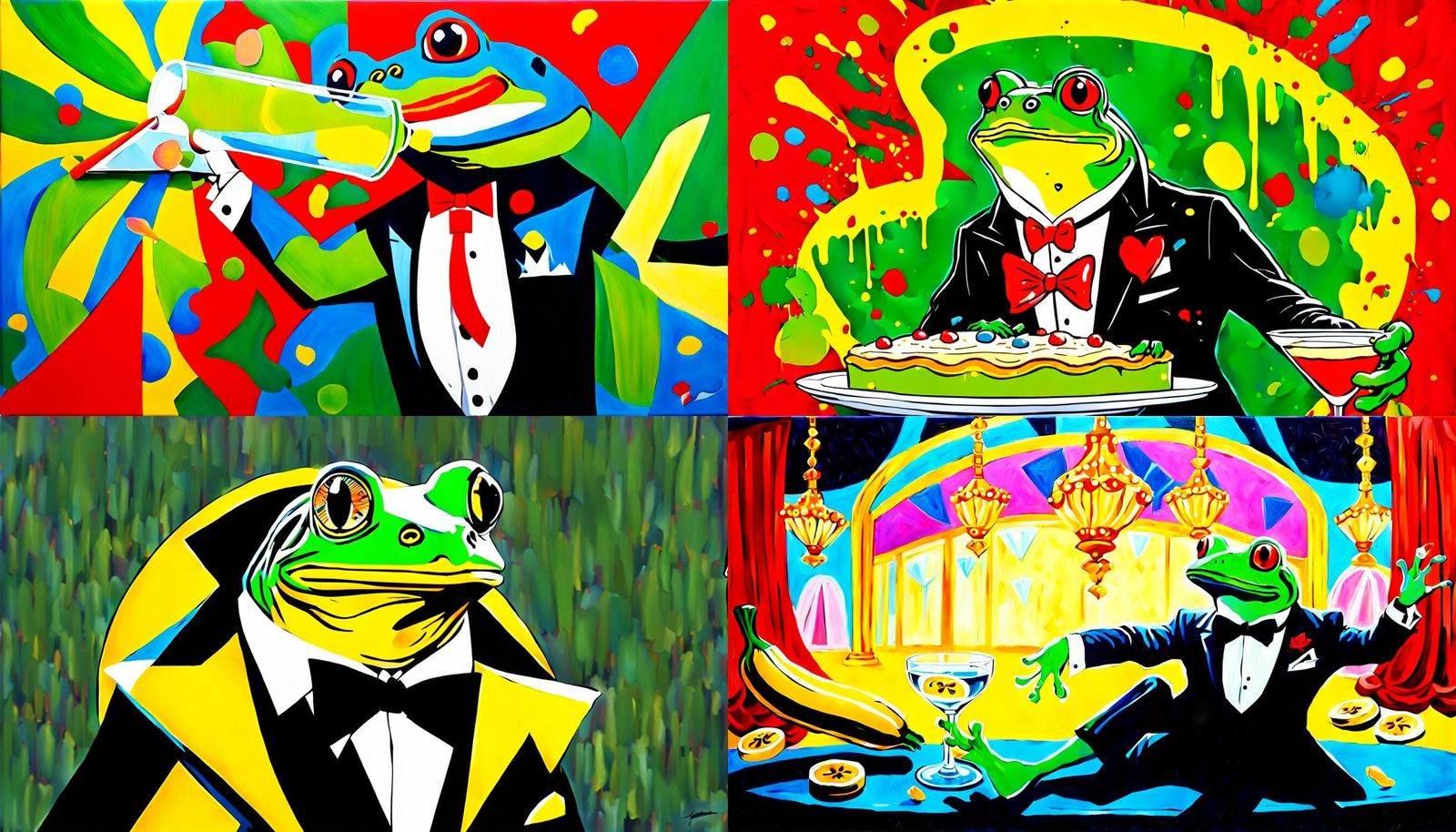 Frog James Bond's Silly Demise: Acrylic on Canvas