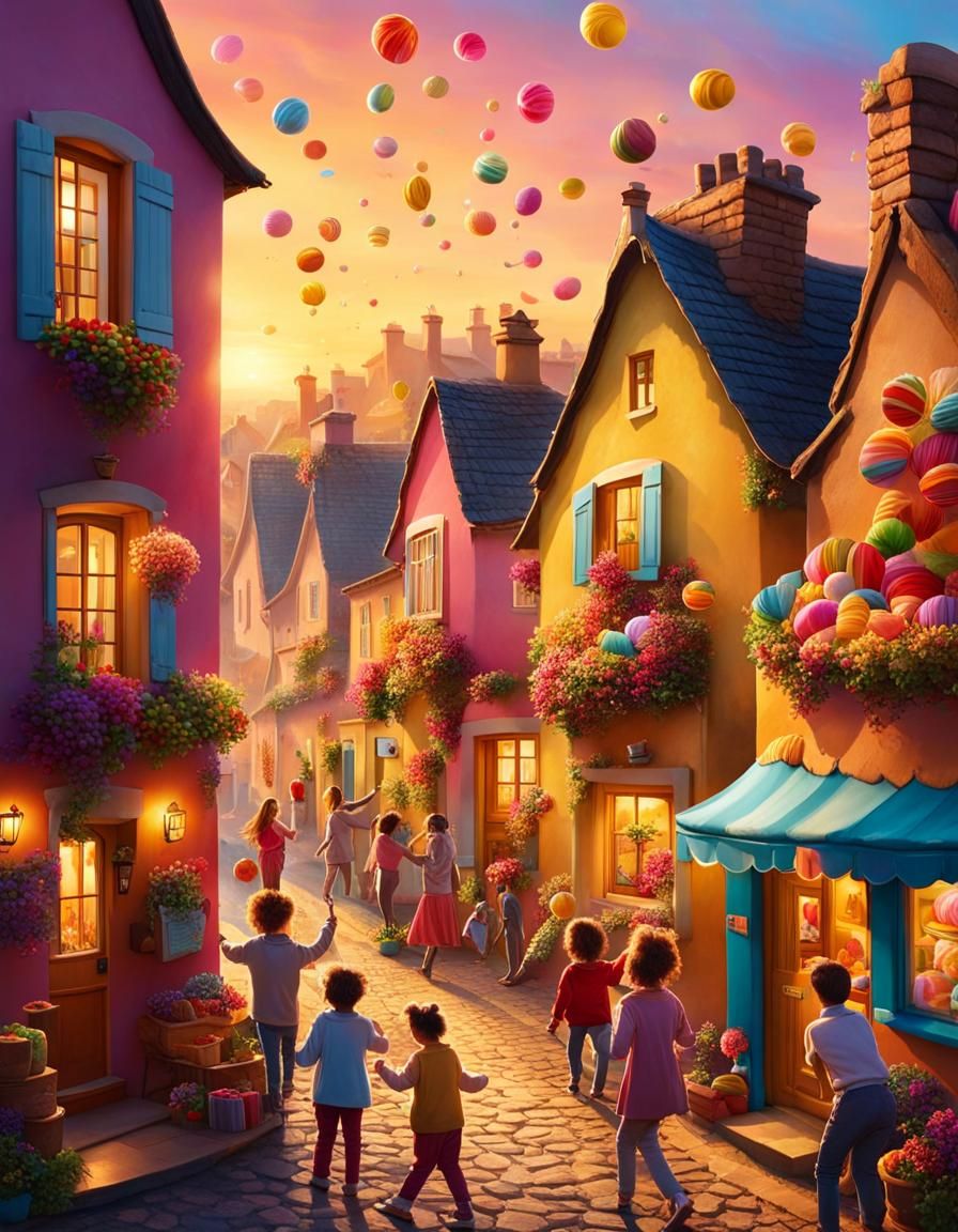 Sweet Village Overflowing with Candy