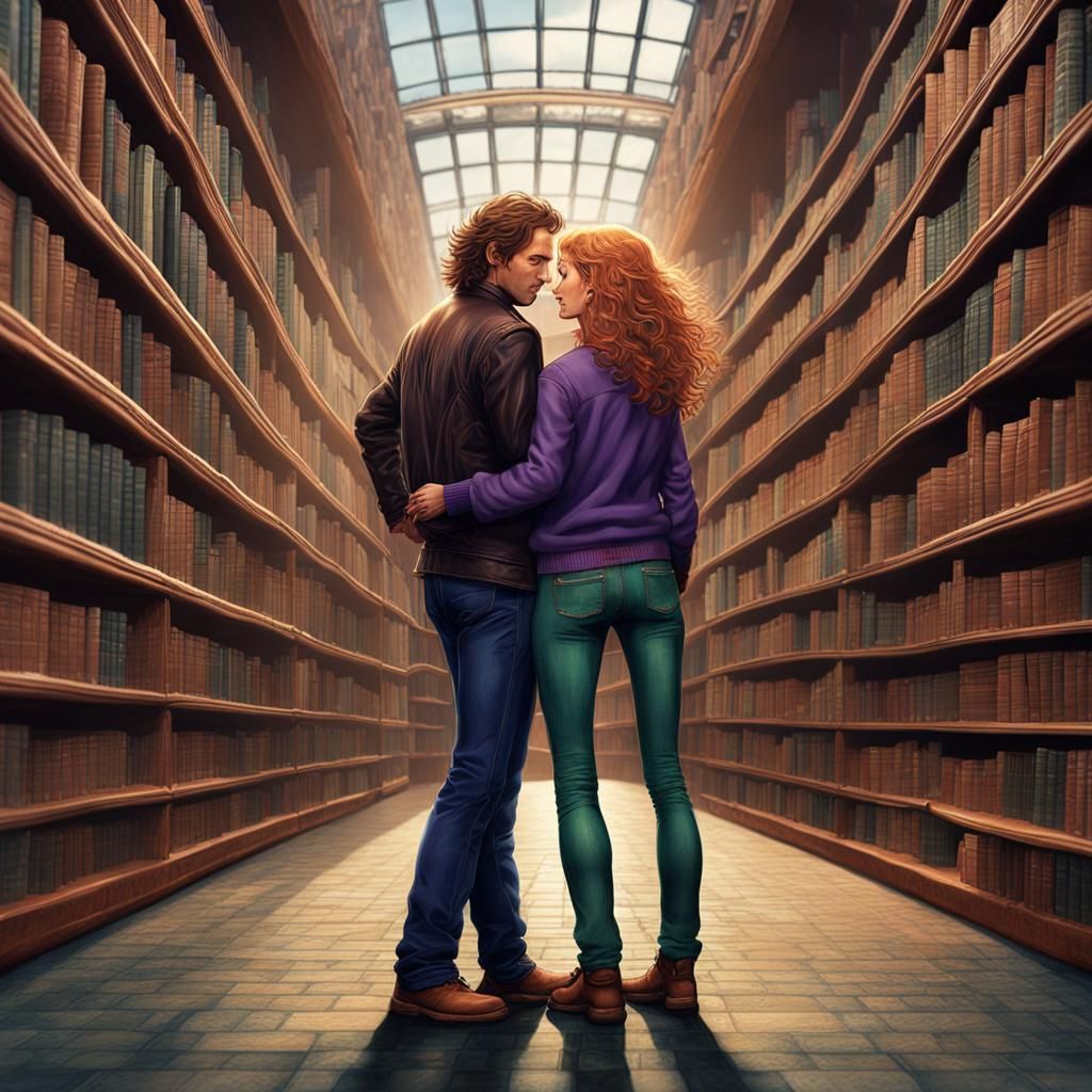 Man and Woman Outside Library: Fantasy Concept Art