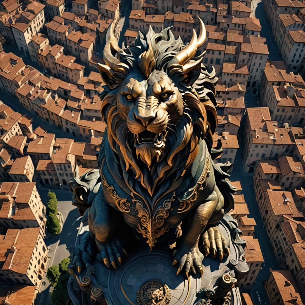 Chimera of Arezzo Statue: Detailed Fantasy Art