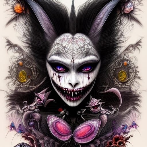 Intricate Bat Creature in Tim Burton Style