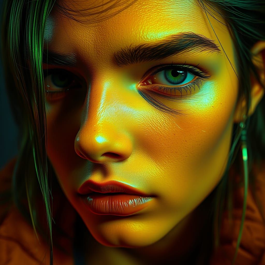 Clashing Colors in Vibrant Expressionist Portrait