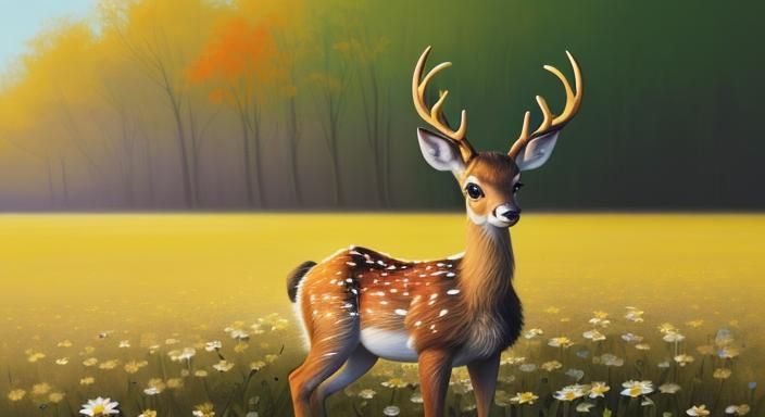 Bambi in Spring Field: Graffiti Splash Art