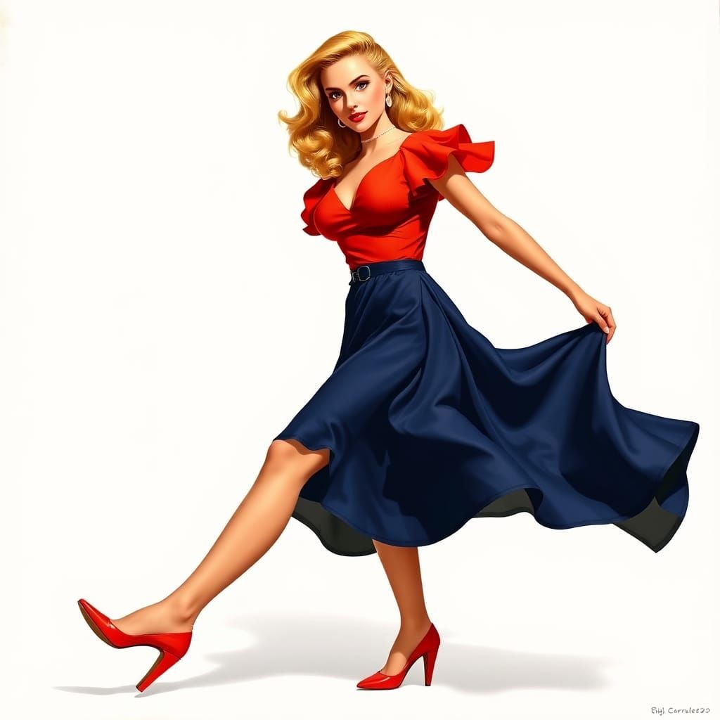 Classic Pin-Up Girl in Retro Style